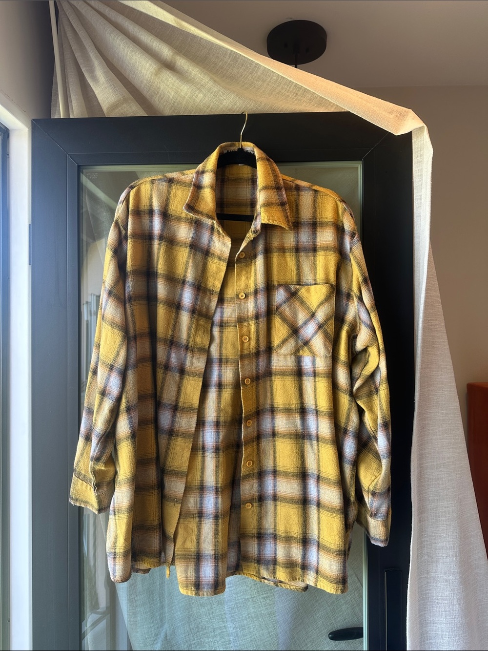 Audrey 3+1 Yellow Plaid Button-Front Shirt Jacket